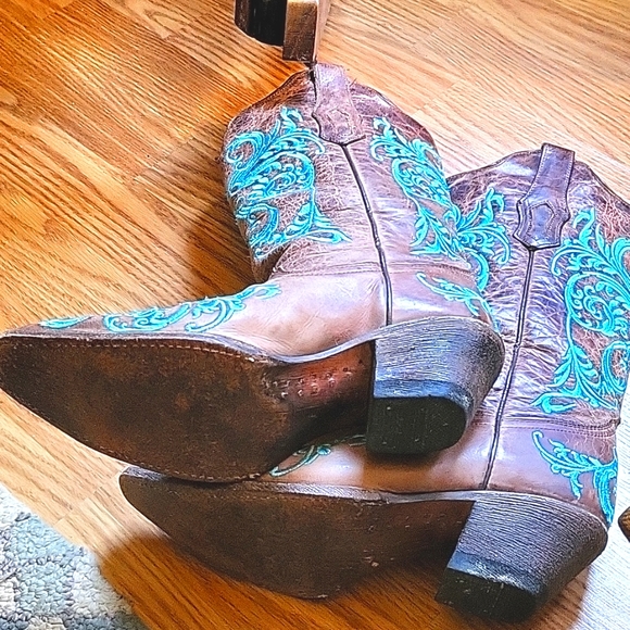 Corral Dahlia Cowboy Boots Brown/Turquoise Size 7M - Picture 4 of 5